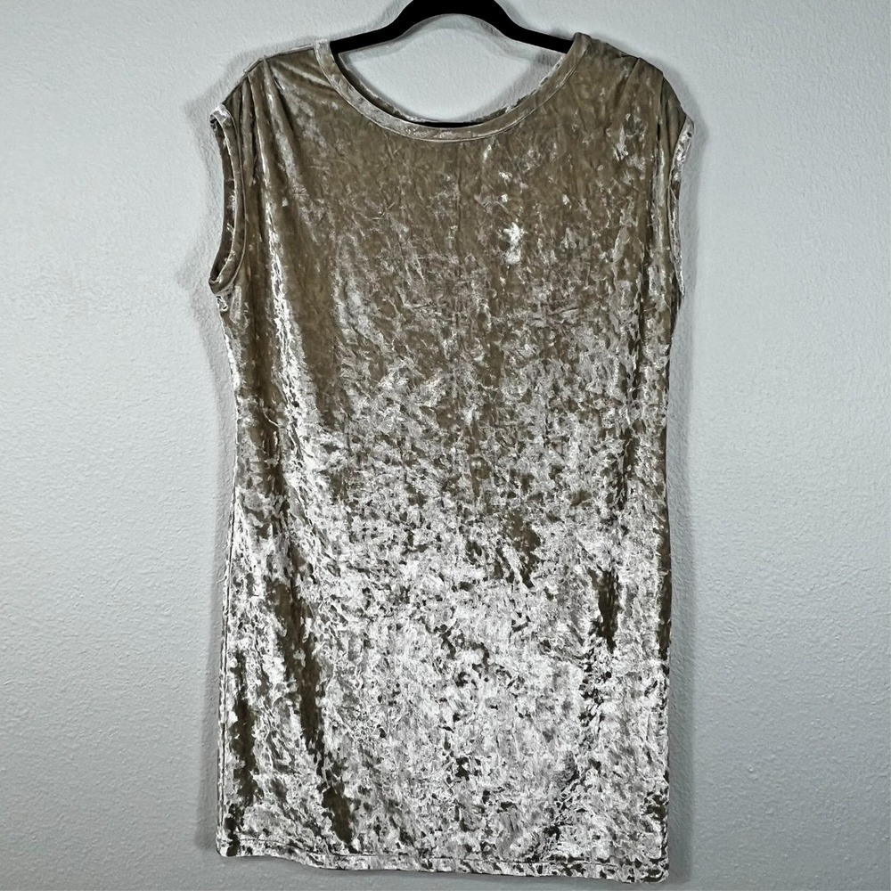 Knot Sisters Dress‎ Crushed Velvet Sleeveless Shift Champagne Gold Womens Medium